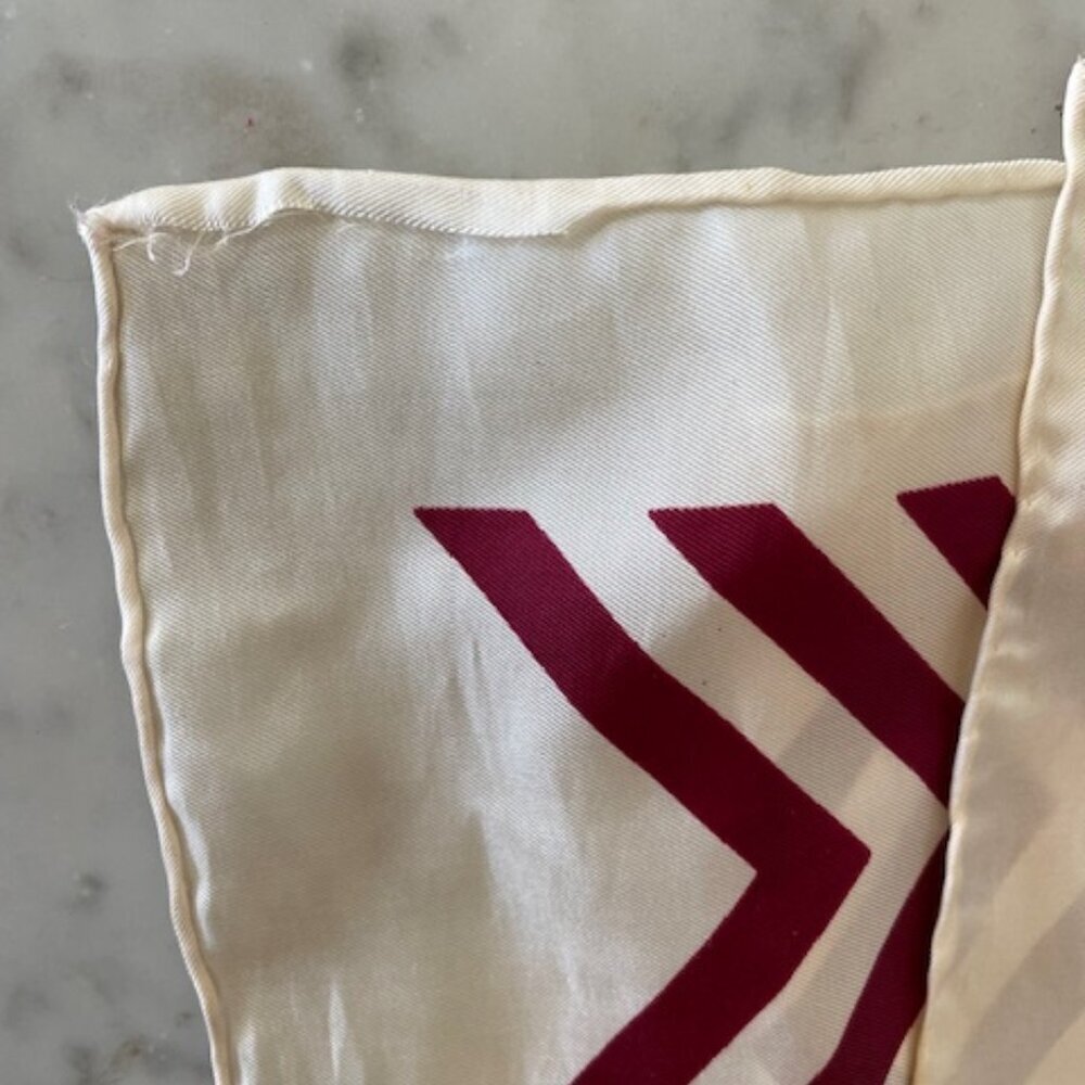 ECHO Cream Red Herringbone Oblong Vintage Scarf - Picture 7 of 12